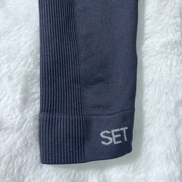 SET Active SculptFlex Leggings Size Medium Blue-Gray High Waist Side Ribbing - Picture 8 of 10
